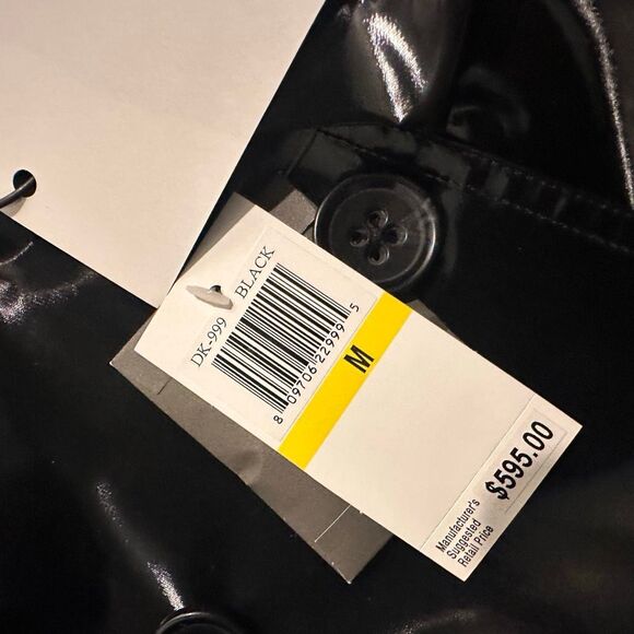 Jane Post $595 High Gloss Trench Coat black womens medium NEW - Picture 16 of 16